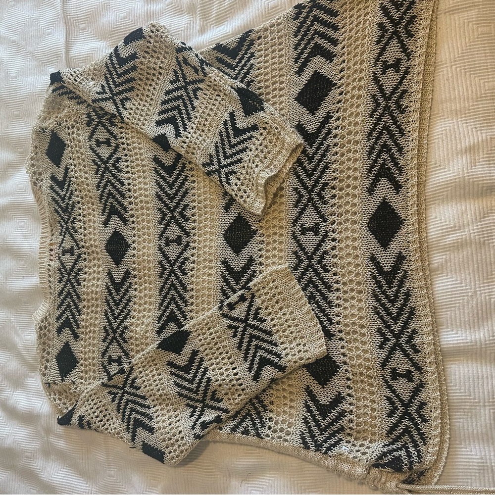 Ruby Rd. Black And Cream Metallic Patterned Open … - image 5